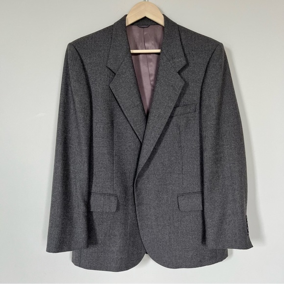 100% Wool Union Made Blazer Vintage Suit Jacket Grey Preppy Oversized Blazer - Picture 3 of 16